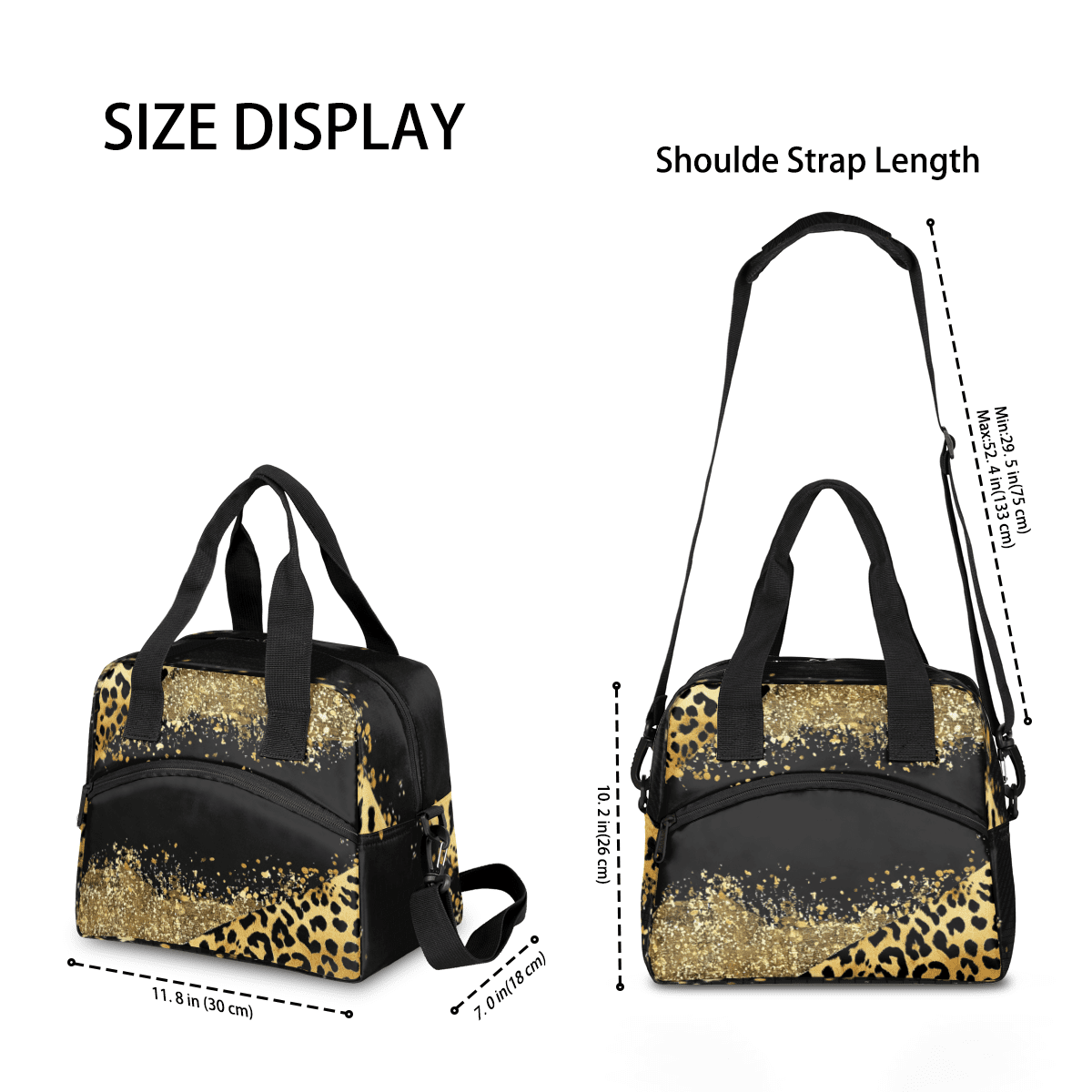 Herdesigns Brown Leopard Cheetah Insulated Lunch Bag for Women Men Adults Large Reusable Lunch Box Leakproof Portable Cooler Tote Bags with Adjustable Shoulder Strap