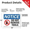thumbnail image 2 of Do Not Remove Tools OSHA Notice Rigid Plastic Sign 18 Inch x 12 Inch - 5 Pack, 2 of 8