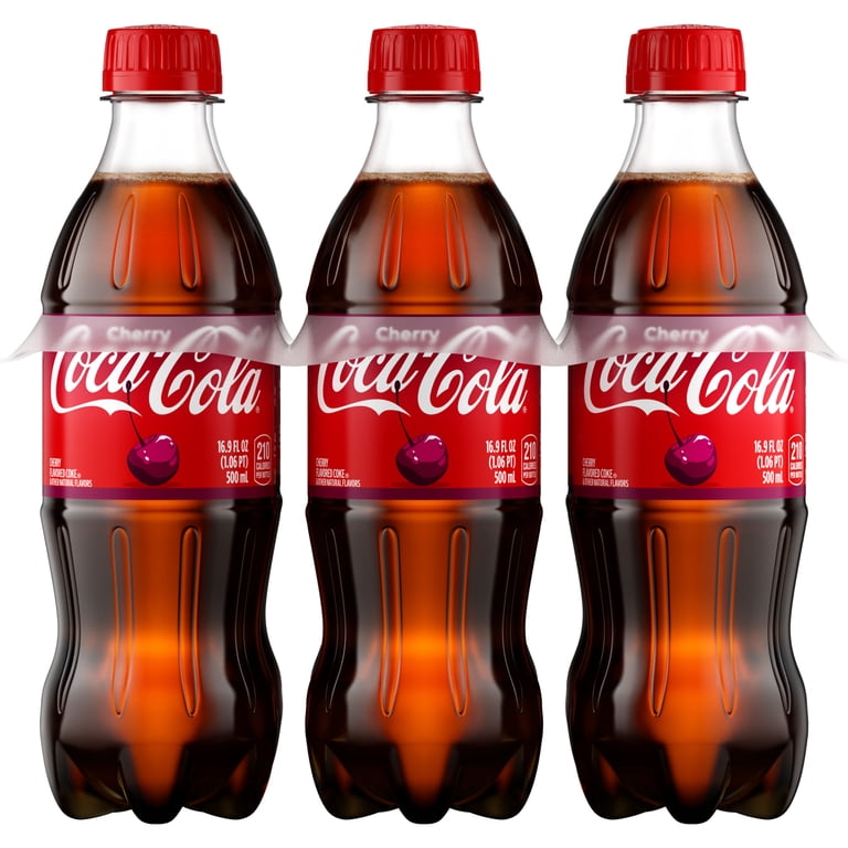 Coca-Cola Cherry Soda, 16.9 fl oz Bottles, Sparkling Soft Drink