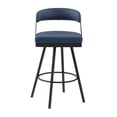 thumbnail image 6 of Pemberly Row Metal & Faux Leather Set of 2 Swivel Pub Height Chair in Blue, 6 of 8