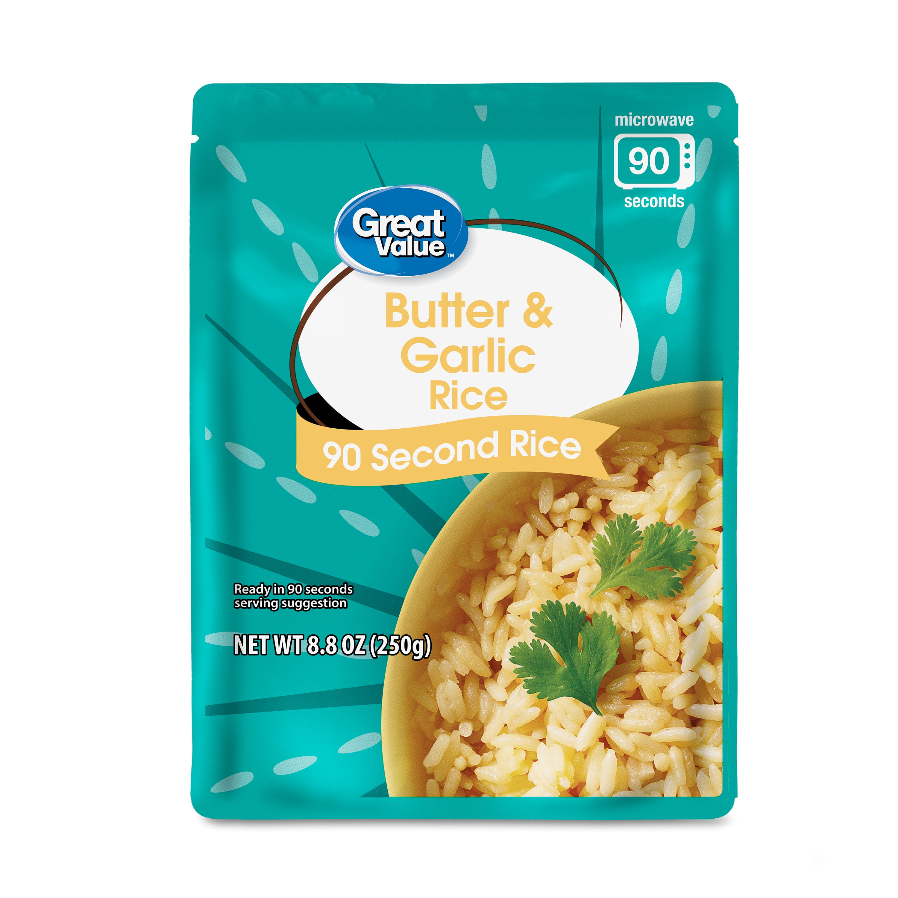 (9 pack) Great Value Butter and Garlic Microwavable Rice, Ready to Eat, 8.8 oz Pouch