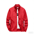 thumbnail image 2 of Men's Stand Collar Lightweight Wind Bomber Jacket, Full Zip Long Sleeve Casual Windbreaker with Zipper Side Pockets Red XL, 2 of 5