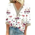 thumbnail image 2 of Womens' Summer Fashion 3/4 Sleeve Lace Deep V-neck Shirt Tops Three Quarter T Shirt AutumnBlouse Tops Sweatshirt Present for Women 50% off Clearance, 2 of 5