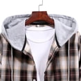 thumbnail image 5 of IROINNID Mens Shacket On Sale Comfy Hooded Cell Printing Long Sleeve Button Cardigan Shirt Shirt Coat,Black, 5 of 9