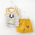 thumbnail image 2 of TOWED22 Baby Boy Summer Clothes Contrast Color Sleeveless Tops Elastic Waist Shorts Toddler Outfits Cute Set Light Yellow,6-12 M, 2 of 4