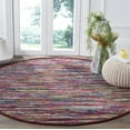 thumbnail image 3 of SAFAVIEH Rag Dania Striped Cotton Area Rug, Multi, 6' x 6' Round, 3 of 12
