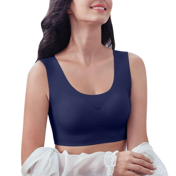 Eashery Comfortable Bras for Women Women's Push Up Wireless Bra Padded T Shirt Bras No Underwire Plunge Blue 4X-Large