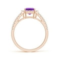 thumbnail image 2 of ANGARA Natural Emerald-Cut 1.5 ct Amethyst Halo Ring in 14K Rose Gold for Women (Size-8x6mm) | February Birthstone, Birthday, Anniversary, Jewelry Gift for Women | Natural Amethyst Ring, 2 of 8