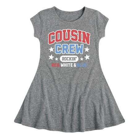 

Instant Message - Cousin Crew Red White Blue - Toddler & Youth Girls Fit & Flare Dress