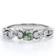 thumbnail image 1 of JeenMata Anillo Compromiso Filigrana Victoriano 7 Piedras 1,75 ct Brillante Redonda Ágata Verde Musgo Veteada y Moissanita Baño Oro Blanco 18K sobre Plata, 1 of 5
