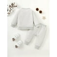 thumbnail image 2 of Newborn Baby Boy Clothes Solid Color Gray Round Neck Top and Pants Set 2PCs Infant Fall Summer Outfits, 2 of 5