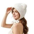 thumbnail image 2 of qolati Women Plush Bear Hat Warm Ear Protection Fall Winter Thickened Fuzzy Hat Earflap Beanie Warm Tropper Windproof Hooded Hat Headwear, 2 of 8