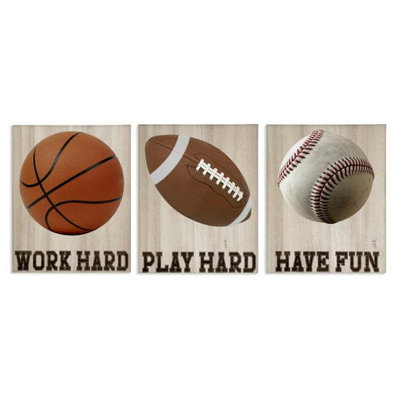 Stupell Industries Motivational Sports Words 3 Piece Canvas Wall Art Set, design by Marcus Prime, 30 x 24