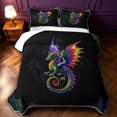 thumbnail image 2 of Manfei Vintage Rainbow Dragon Animals Quilt Full,Retro Flower Full Bedspread Sets,Black,3pcs,1 Coverlet and 2 Pillowcases, 2 of 7