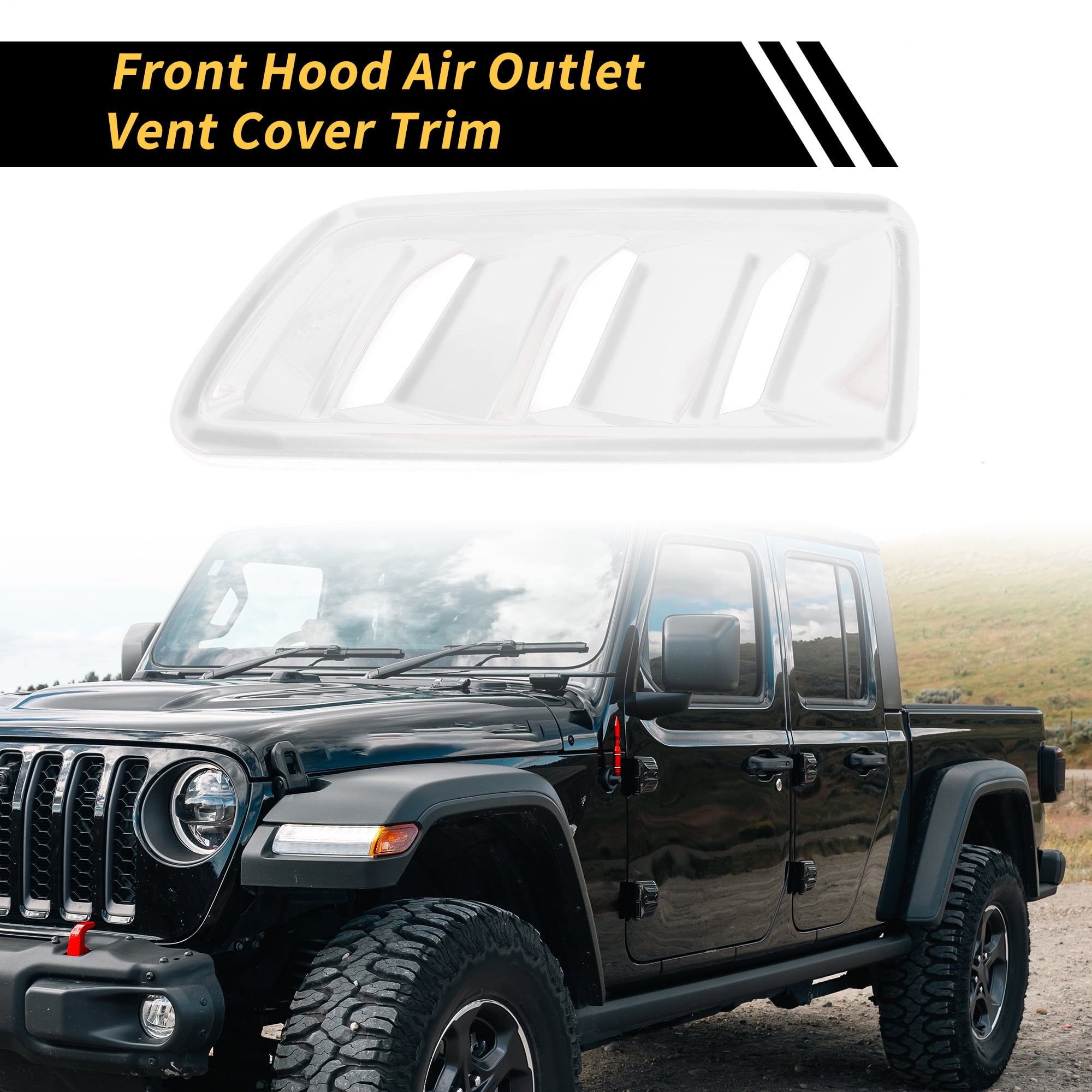 Unique Bargains 1 Pair Car Front Hood Air Outlet Vent Cover Trim for Jeep Wrangler JL JLU Gladiator 2018-2024 Hood Engine Bonnet Air Vent Outlet Cover Bezels ABS White