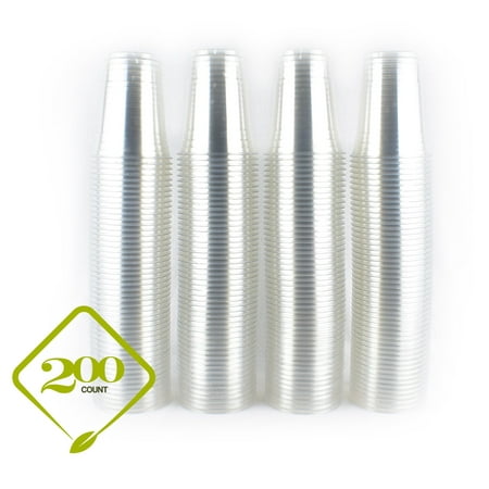 Clear Sundae Cup ((200 pcs) 16oz Clear Plastic Disposable Cups - Premium 16 oz (ounces) Crystal Clear PET Cup for Cold Drinks Iced Coffee Tea Juices Smoothies Slushy Soda Cocktails Beer Sundae Kids)