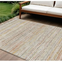 HomeRoots 607989 8 x 10 ft. Terra Cotta Striped Washable Indoor & Outdoor Rectangle Area Rug