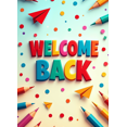 thumbnail image 4 of Welcome Back Banner Colorful Confetti Balloons Decorative Background Party Supplies Event Backdrop Celebration Welcome Banner Photography Props, 4 of 4