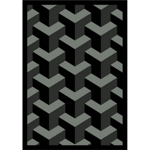 Joy Carpets 1505C-09 Rooftop Black 5 ft.4 in. x 7 ft.8 in. WearOn Nylon Machine Tufted- Cut Pile Whimsy Rug