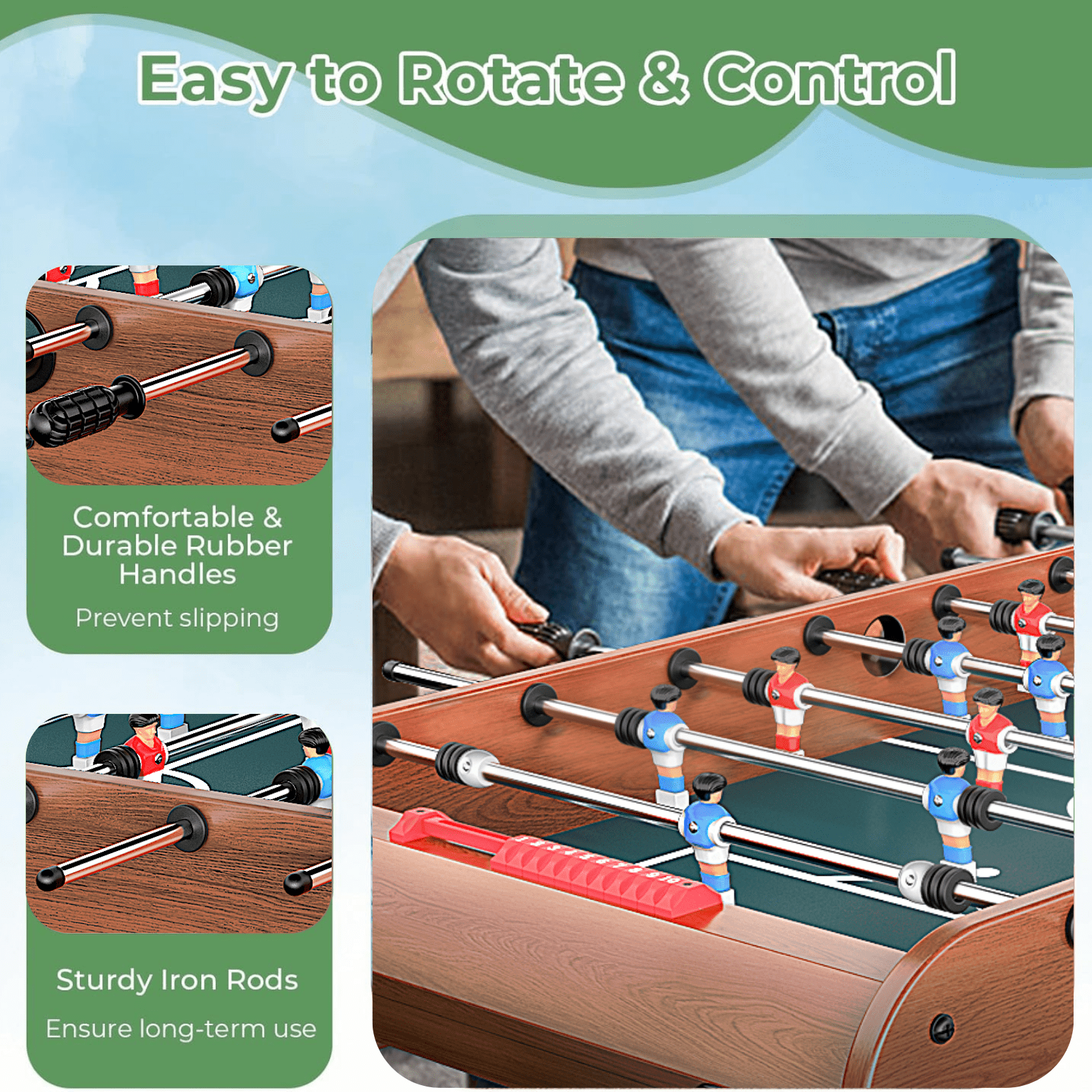 Fiziti 54 Inch Folding Foosball Table,Air Hockey Table for Adults Full Size,2 in 1 Multi Game Soccer Table for Indoor Outdoor, Family, Kids