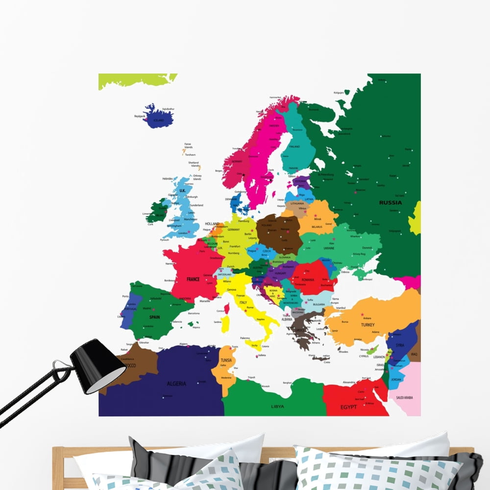 Political Map Europe Wall Mural by Wallmonkeys Peel and Stick Graphic ...