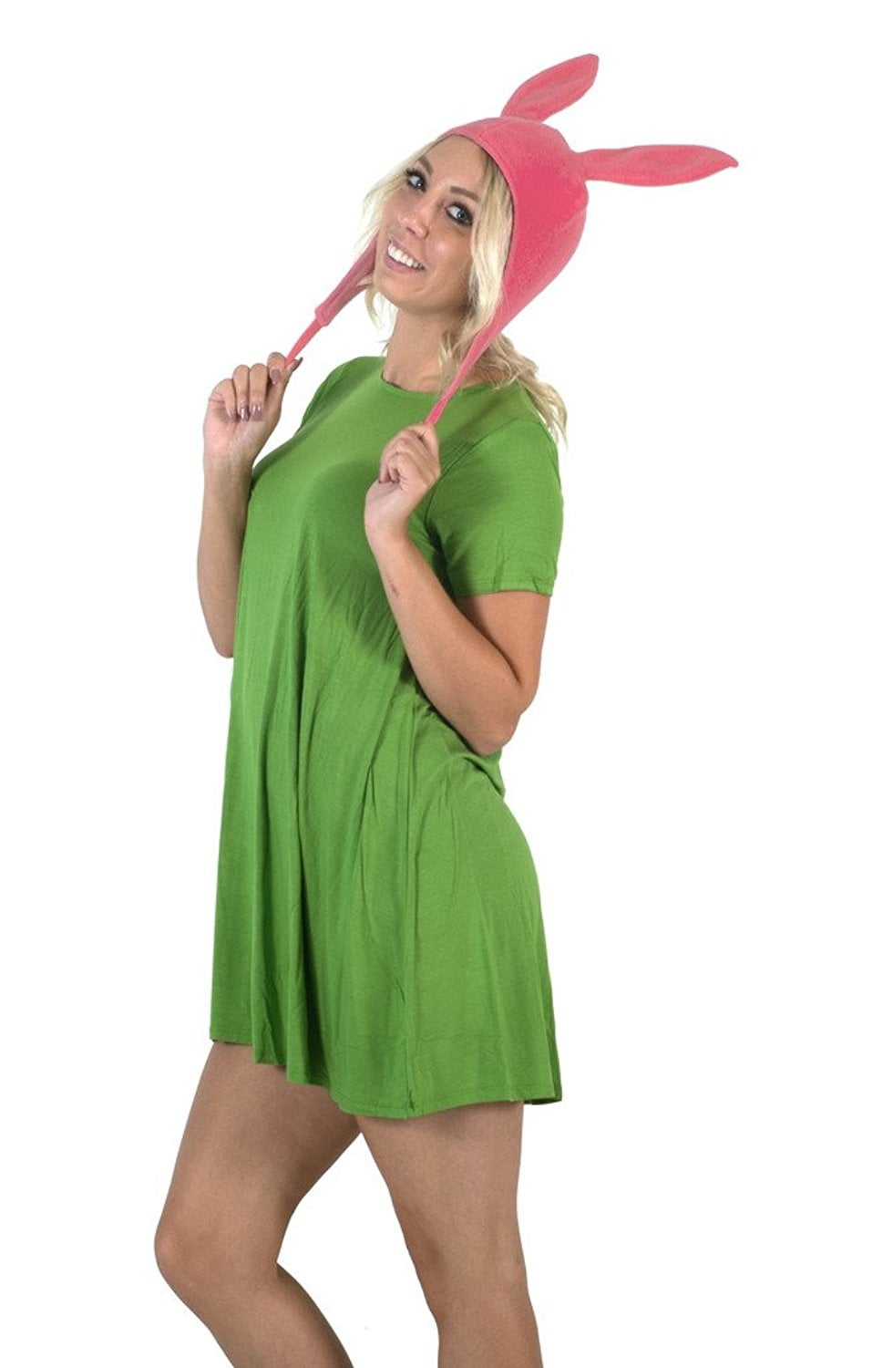 Bob's Burgers Louise Hat with Green Dress Costume Set (Small) 