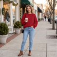 thumbnail image 4 of Crewneck Sweatshirts Women Casual Lightweight Fall Fashion Pullover Tops Oversized y2k Clothes Wine S, 4 of 9