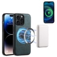 thumbnail image 4 of Compatible with MagSafe for iPhone 16 Pro Max Case, Slim Classic PU Leather Protective Shockproof Magnetic Back Design Vintage Anti-Scratch Phone Cover for iPhone 16 Pro Max Case, Blue, 4 of 5