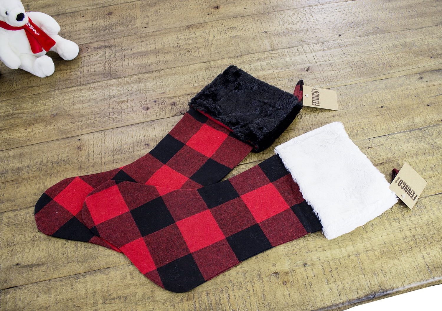 23” Red and Black Buffalo Plaid Stockings