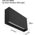 thumbnail image 3 of Aplique De Pared Exterior Interior 12w Led Moderno Impermeable Ip65 Aplique Diseño Arriba Abajo, Lámpara De Pared De Plástico Blanco Cálido 3000k para Jardín Patio Camino Sala De Estar Roo, 3 of 5