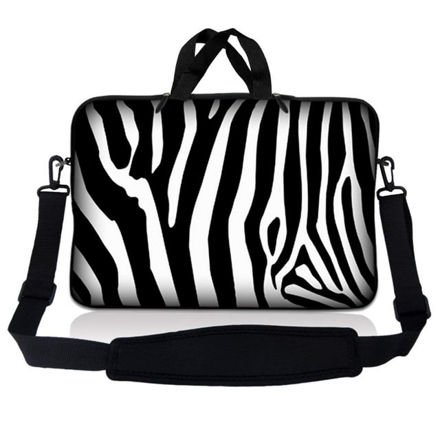 Sac Pochette pour Ordinateur Portable 14-14,9 Pouces en Néoprène, Étui de Transport pour Ordinateur Portable avec Poignée et Bandoulière Ajustable - Imprimé Zèbre