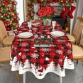 thumbnail image 3 of Oval Christmas Tablecloth 60x120 Inch, Winter Snowflake Christmas Plaid Tablecloth, Holiday Xmas Table Cover Decor, 3 of 6
