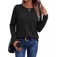 thumbnail image 3 of Ronuti Lightweight Sweatshirt for Women Fall Long Sleeve Shirts Fashion Casual Crew Neck Pullover Tops, 3 of 10