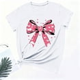 thumbnail image 4 of Odbmxy Womens Shirts Valentines Short Sleeve Women's Tops Loose White Bow Print Soft Festivals Casual Shirts, 4 of 6