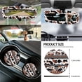 thumbnail image 5 of Renewold Car Seat Cover Set 14 PCS, with Steering Wheel Cover Seat Belt Pad Garbage Bin Armrest Rearview Mirror Handbrake Set Coaster Fit Most Vehicles, American Tribal Cow Print Brown Black, 5 of 7