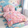 thumbnail image 2 of Manfei Colorful Axolotl 7-Piece Twin Bedding,Ocean Themed Animal Bedding Comforter Set,Pink Reversible, 2 of 7