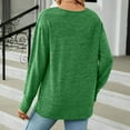 thumbnail image 4 of WREESH Womens Fashion Fleece Tunic Tops Solid Color V-Neck Button Loose Long Sleeve T-Shirt Pullover Green, 4 of 4