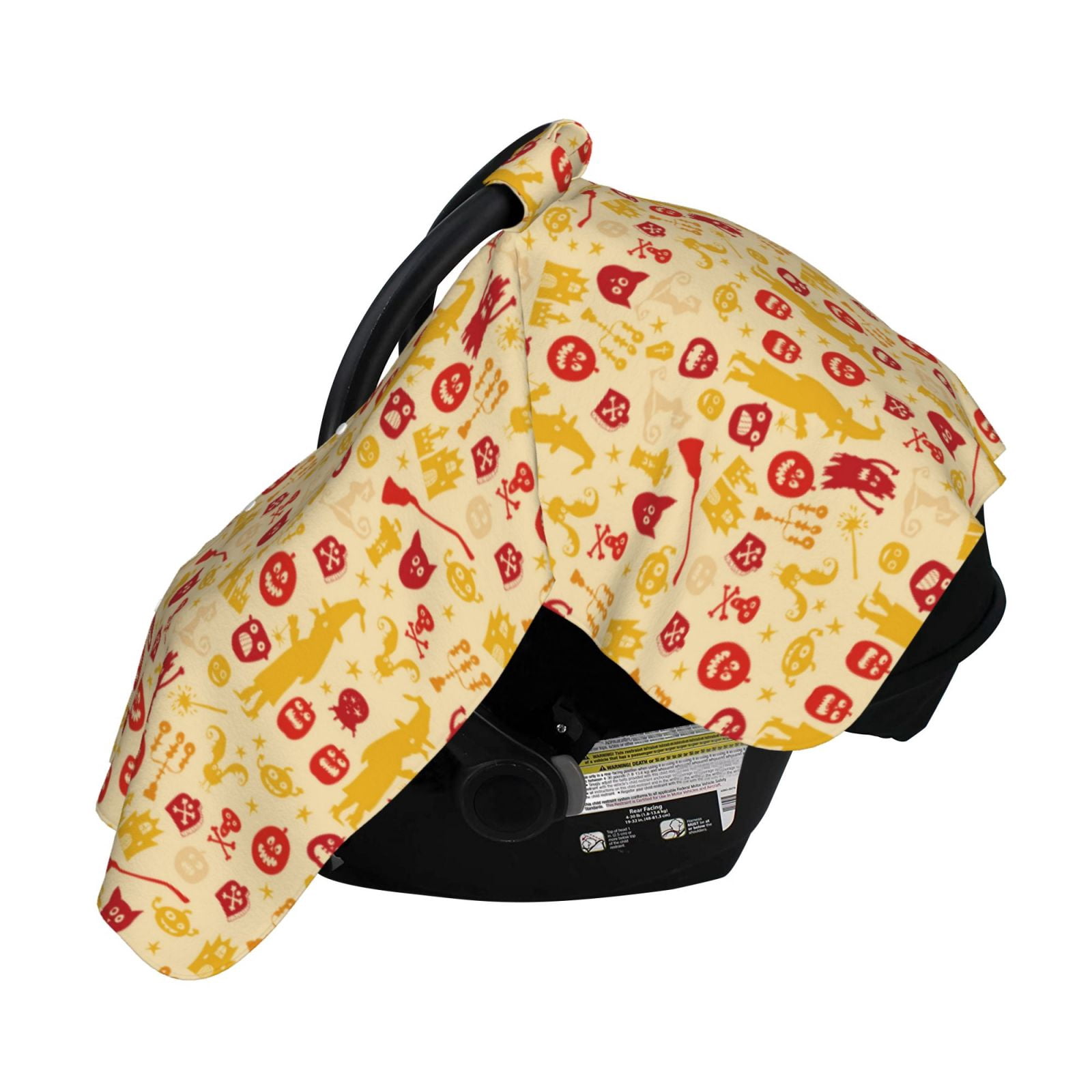 Naloa Halloween Elements Baby Car Seat Cover, Breathable Baby Carrier Cover, Multiuse Baby Carrier Cover & Nursing Breastfeeding Cover