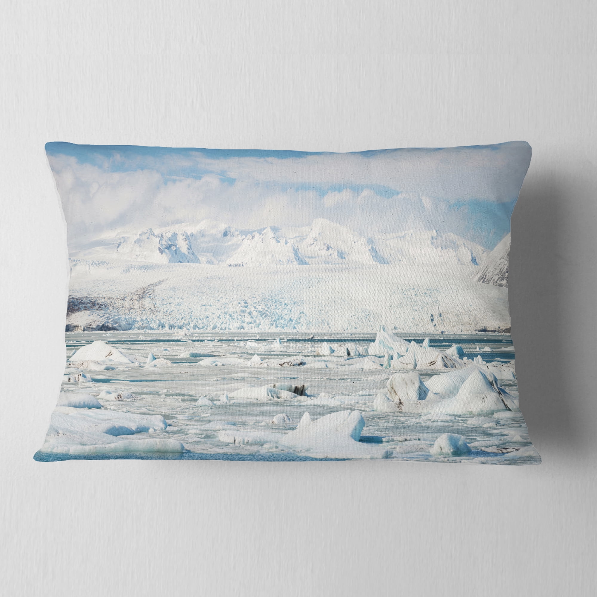 Designart 12" x 20" Blue Polyester Throw Pillow