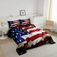 thumbnail image 3 of Erosebridal American Flag Comforter Set, United States Down Comforter King Size Teens, USA Federations Stars Bedding Set Geometric Stripes Quilted Duvet for Bedroom, Blue White and Red, 3 of 5