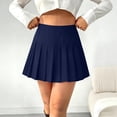 thumbnail image 2 of Women's Pleated Skirts High Waist A Line Tennis Golf Solid Color Mini Skirt Athletic Casual Basic Skorts (L, Navy), 2 of 6