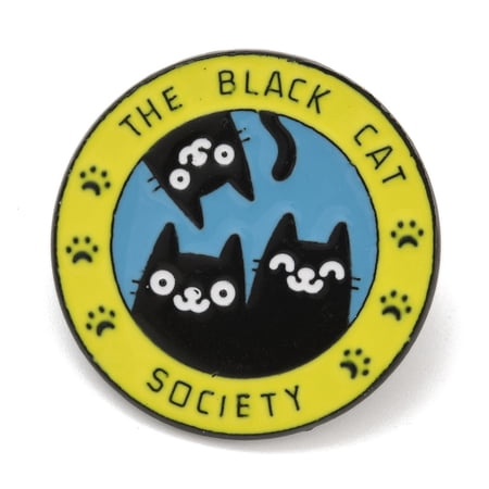 12pcs Three Black Cats Best Friends Flat Round Alloy Brooches Enamel Pins for Backpack Clothes Black 30.5mm