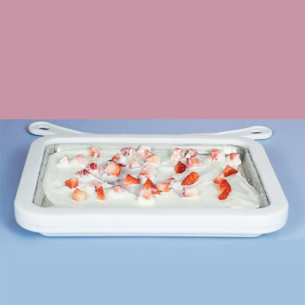 Fiocias Roller Ice Cream Maker Instant Ice Cream Rolled Pan with 2 Spatulas Fruit Sweet Spot Sorbet Frozen Yogurt Homemade Plate for Kids