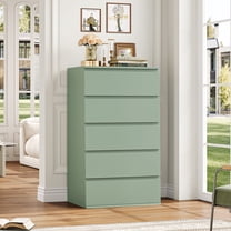 Homfa 5 Drawer Dresser, Modern Storage Cabinet for Bedroom,Tall Chest of Drawers for Living Room,Green