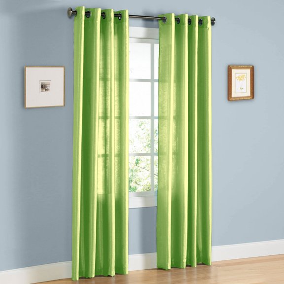 Qutain Linen Faux Silk Grommet Curtain Window Panel Solid Set of Two (2) 55" x 84 Many Colors