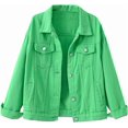 thumbnail image 1 of SHAR Women's casual denim jacket, solid color long sleeve denim jacket, 1 of 4
