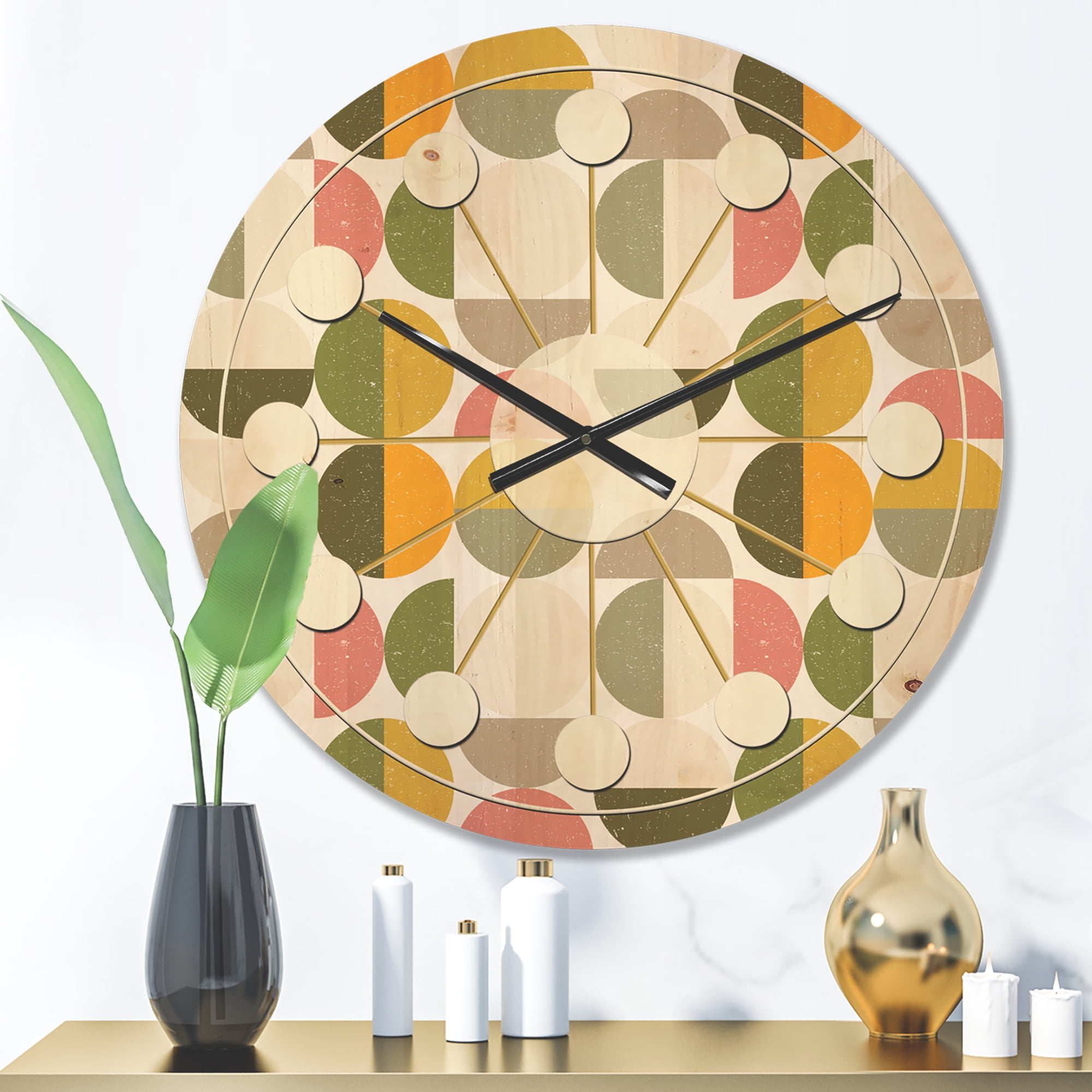 Designart 'Traditional Circular Design I' Mid-Century Modern Wood Wall Clock