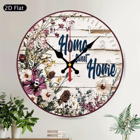 Welcome Easter Woodland Animals Round Wall Clock, Silent Decorative Fox Raccoon Spring Home Decor