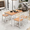 thumbnail image 3 of HomCom 5 Piece Modern Pine Wood Dining Table with Chair White/Natural Wood, 3 of 9