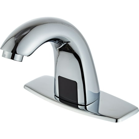 Luxice Automatic Touchless Bathroom Sink Faucet with Hole Cover Plate, Hands Free Bathroom Tap with Control Box and Temperature Mixer,Chrome Finished